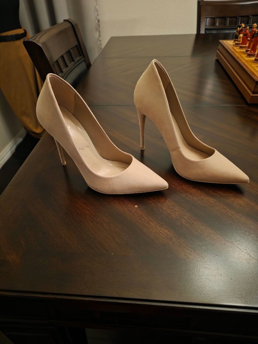ALDO Beige Faux-Suede Pointed-Toe Stiletto Pumps - Size 6